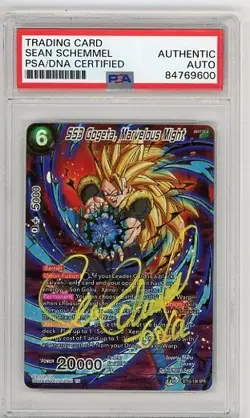 PSA Signed Sean Schemmel Dragon Ball Super Card Game SS3 Gogeta, Marvelous Might - Image 1