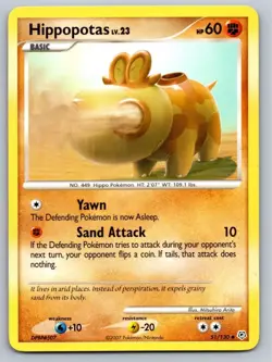 Pokemon Hippopotas #51/130 Diamond and Pearl Trading Card TCG Nintendo MP/LP - Image 1