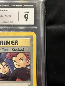 CGC 9 MINT Here Comes Team Rocket! Team Rocket 1st Edition 15/82 Pokemon Card - Image 5