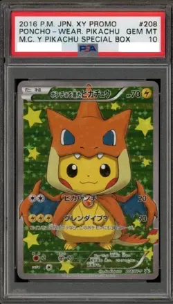 2016 Pokemon XY Promo Poncho Pikachu PSA 10 - 208/XY-P 208: XY Promos (Japanese) - Image 1