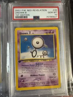 Pokemon Unown B Neo Revelation 1st Edition 39/64 PSA 10 Gem Mint - Image 1