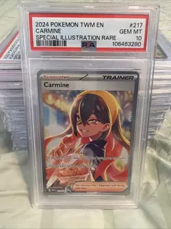 Pokemon TCG Carmine Full Art Trainer Twilight Masquerade PSA 10 SIR - Image 1