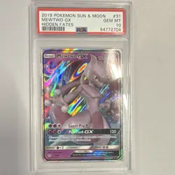 Mewtwo GX Pokemon TCG Hidden Fates 31/68 Full Art Ultra Rare Holo PSA 10 2019 - Image 1
