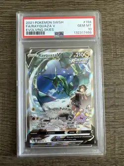 RAYQUAZA V FULL ALT ART PSA 10 GEM MINT 2021 POKEMON EVOLVING SKIES #194/203 - Image 1