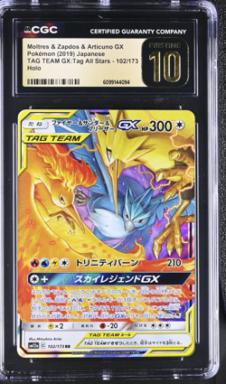CGC 10 PRISTINE 2019 POKEMON JPN SUN & MOON #102 MOLTRES & ZAPDOS & ARTICUNO GX - Image 1