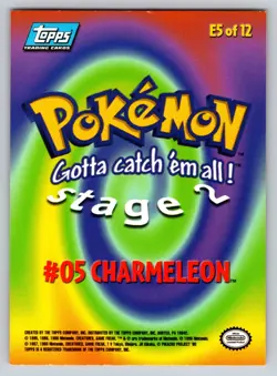 Charmeleon E5 Of 12 Topps Blue Label Non Holo Pokemon Card LP - Image 2