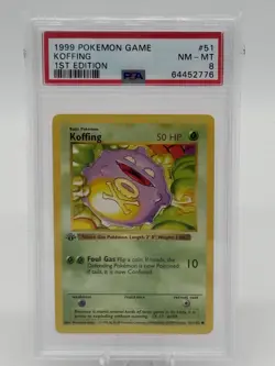 Base Set 1st Edition KOFFING #51/102 PSA 8 1999 Pokemon Card Game - Image 1
