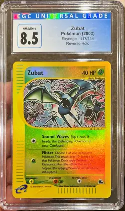 2003 Pokemon Skyridge Zubat Reverse Holo 117/144 CGC 8.5 NM/Mint+ - Image 1
