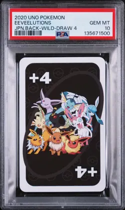 2020 UNO POKEMON JPN BACK-WILD-DRAW 4 EEVEELUTIONS PSA 10 - Image 1