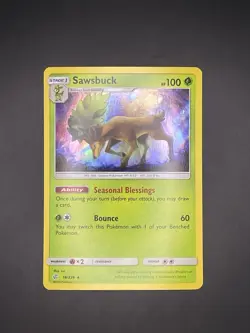 Sawsbuck 16/236 SM Cosmic Eclipse Holo Rare Pokemon Card NM - Image 1