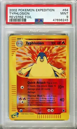 PSA 9 MINT Pokemon TYPHLOSION Reverse Holo Rare 2002 Expedition #64/165 WOTC - Image 1