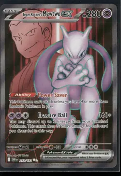 ✰ TEAM ROCKET'S MEWTWO EX 213/182 ULTRA RARE DESTINED RIVALS POKEMON ✰ NM/M - Image 2