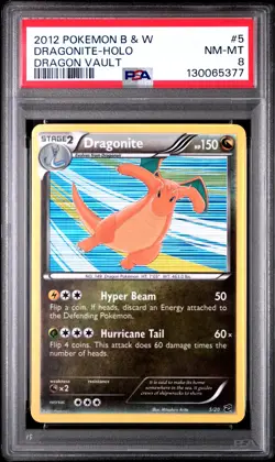 2012 POKEMON B&W DRAGON VAULT #5 DRAGONITE-HOLO PSA 8 - Image 1