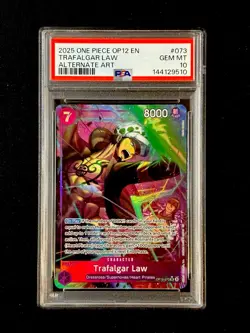 Trafalgar Law OP12-073 PSA 10 GEM MINT Parallel Alt Art One Piece Card - Image 1
