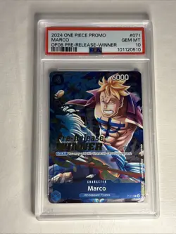 2024 One Piece Promo Marco - OP08 Pre-Release Winner P-071 PSA 10 - Image 1