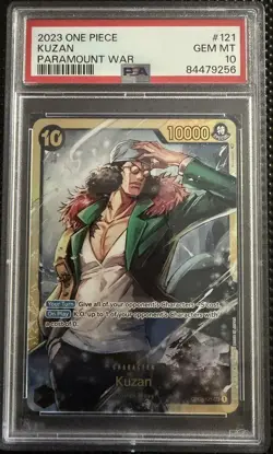 PSA 10 Kuzan OP02-121 Secret Rare One Piece "Paramount War" - Image 1