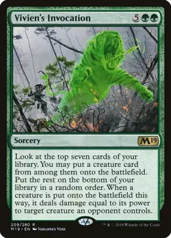 Vivien's Invocation 3x FOIL M19 MTG Core Set 2019 Rare MINT green - Image 1