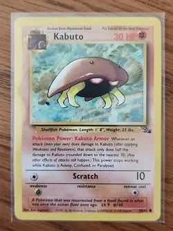 Pokemon TCG Card - Kabuto Common - Fossil Set - 50/62 - LV.9 - Vintage WOTC - Image 1