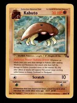 4x Pokemon Card WOTC Kabuto Fossil 50/62 MODERATELY PLAYED Non-Holo Common TCG!! - Image 1