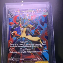 Pokemon TCG Mega Evolution Full Art Holo Card Mega Lucario EX 160/132 ME01 - Image 1