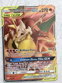 Charizard & Braixen GX 22/236 Sm-Cosmic Eclipse Holo Pokemon Card RAW - Image 1