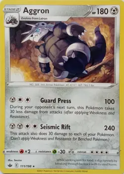 111/198 AGGRON | RARE | CHILLING REIGN POKEMON CARD - Image 1