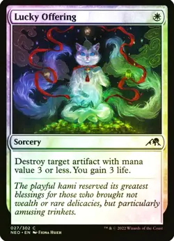 X 1 Lucky Offering FOIL NM-M Kamigawa Neon Dynasty 027 MTG Magic The Gathering - Image 1