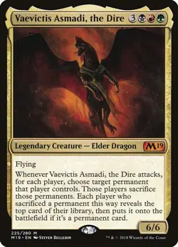 Vaevictis Asmadi, the Dire 1x FOIL M19 MTG Core Set 2019 Mythic MINT blk red grn - Image 1