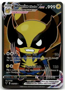 Wolverine Pikachu VCOS Pokemon Card Holo Cosplay ART - Image 1