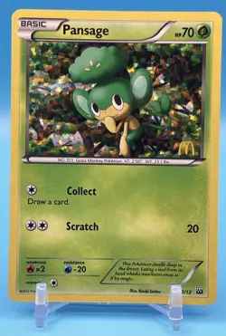 Pansage 2/12 McDonald's 2012 Holo Pokemon TCG PROMO CARD - Image 1