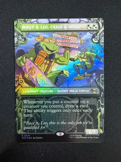 Mikey & Leo, Chaos & Order (BORDERLESS FOIL) - TMNT (Magic) NM - Image 1