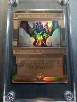 MTG Thoughtseize Amonkhet Invocations Foil Card - Unplayed In Screwdown Holder - Image 1