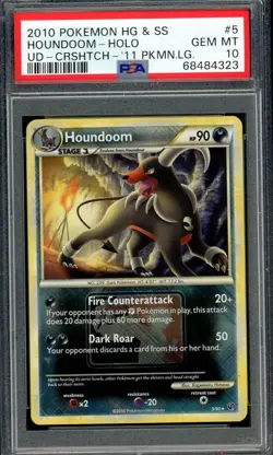 PSA 10 GEM MINT Houndoom 5/90 (HGSS Undaunted) Crosshatch Holo Pokemon Card - Image 1