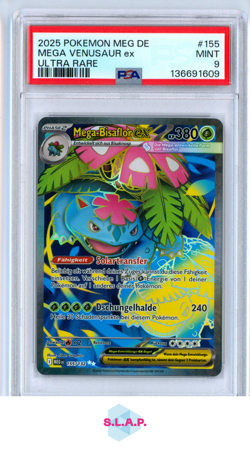 MEGA VENUSAUR EX ULTRA RARE POKEMON GERMAN MEG DE-MEGA EVOLUTION 2025 155 PSA 9 - Image 1