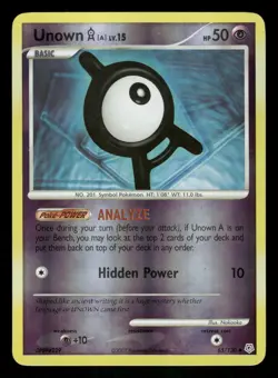Pokemon Unown [A] Uncommon Diamond and Pearl 65/130 LP Reverse Holo - Image 1