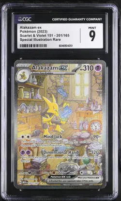 Pokemon TCG Alakazam ex 201/165 Sv: Scarlet & Violet 151 Holo CGC 9 Mint - Image 1