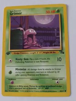 Pokemon TCG Grimer Fossil 48/62 Regular 1st Edition Common HP - Image 1