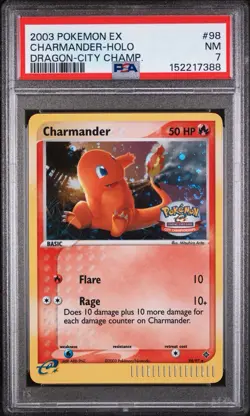 Pokemon TCG 2003 Charmander EX Dragon City Championship Promo Holo PSA 7 🌀SWIRL - Image 1