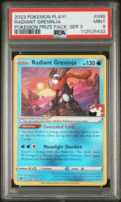 2023 POKEMON PLAY! POKEMON PRIZE PACK: SERIES 3 #046 RADIANT GRENINJA PSA 9 - Image 1
