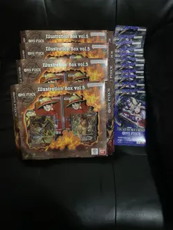 One Piece Illustration Box Vol 5 Lot Of 4 & 11 packs of op14 - Image 1