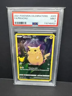 Pokemon Pikachu TCG Celebrations Card 005/025 Full Art Holo, PSA 9 - Image 1