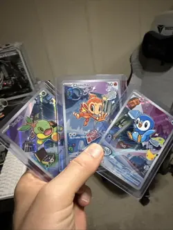 Turtwig Chimchar Piplup First Parter Illustration 3 Card Set Black Star Promo NM - Image 1
