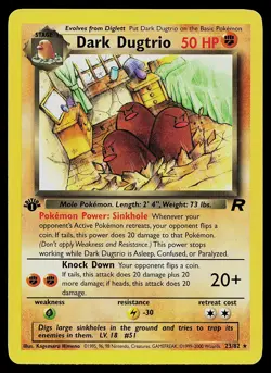 Pokemon Card - Dark Dugtrio Team Rocket 23/82 Rare 1st Edition - Image 1