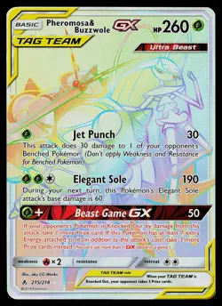 Pokemon Card - Pheromosa & Buzzwole GX Unbroken Bonds 215/214 Secret Rare - Image 1