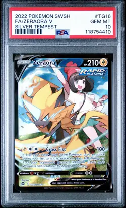 2022 POKEMON SWORD & SHIELD SILVER TEMPEST TG16 FULL ART/ZERAORA V PSA 10 - Image 1