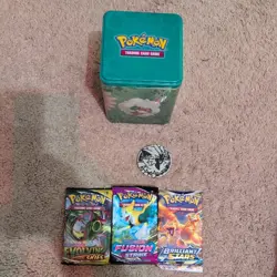 Pokemon TCG Grass Stacking Tin Box Open Box New - Image 1