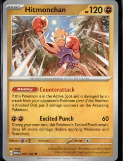 Hitmonchan 107/165 Uncommon SV: Scarlet & Violet 151 Pokemon TCG - NM - Image 1