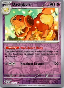 Dachsbun 039/091 UC Paldean Fates Pokemon Reverse Holo NM - Image 1