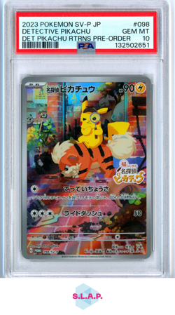 DETECTIVE PIKACHU DET RTRNS PRE-ORDER POKEMON JP SV-P PRM 2023 098 PSA 10 - Image 1