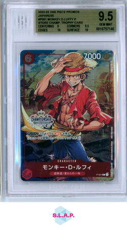MONKEY D. LUFFY ONE PIECE P-001 2022-23 STORE CHAMPION TROPHY CARD 9.5 JP - Image 1